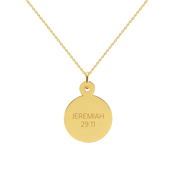 Bible Verse Engraved Gold Disc Necklace