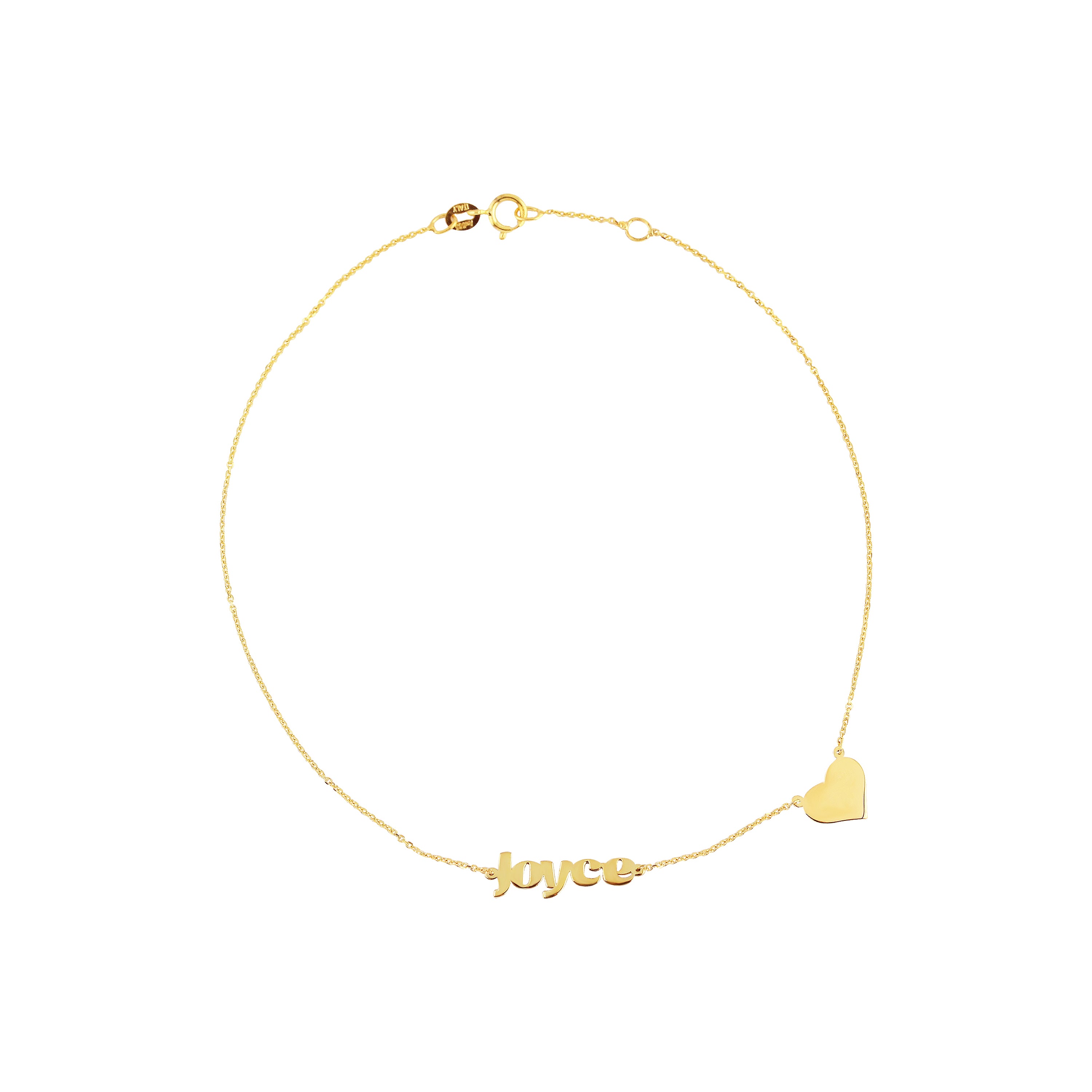 Name 1 Anklet with Engravable Heart Charm