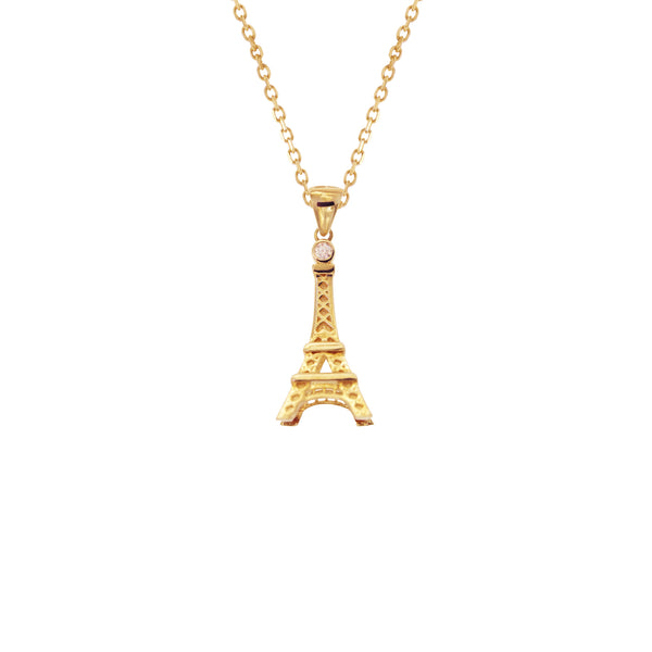 14K Italian Gold Necklace with Eiffel Tower Charm