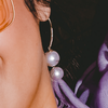 Long Curve Pearl Ends Earrings
