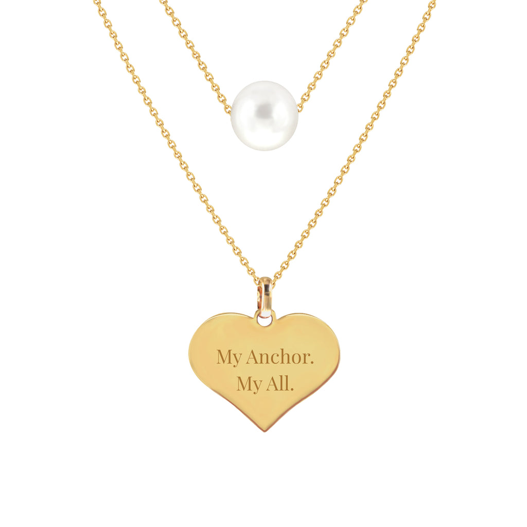 My Anchor. My All Two-Layer Pearl Necklace in Yellow Gold