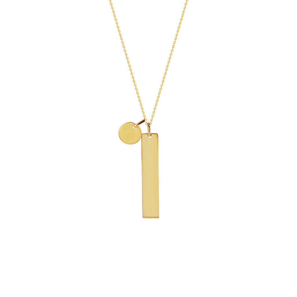 Olivia  Vertical Bar Necklace with Disc Charm