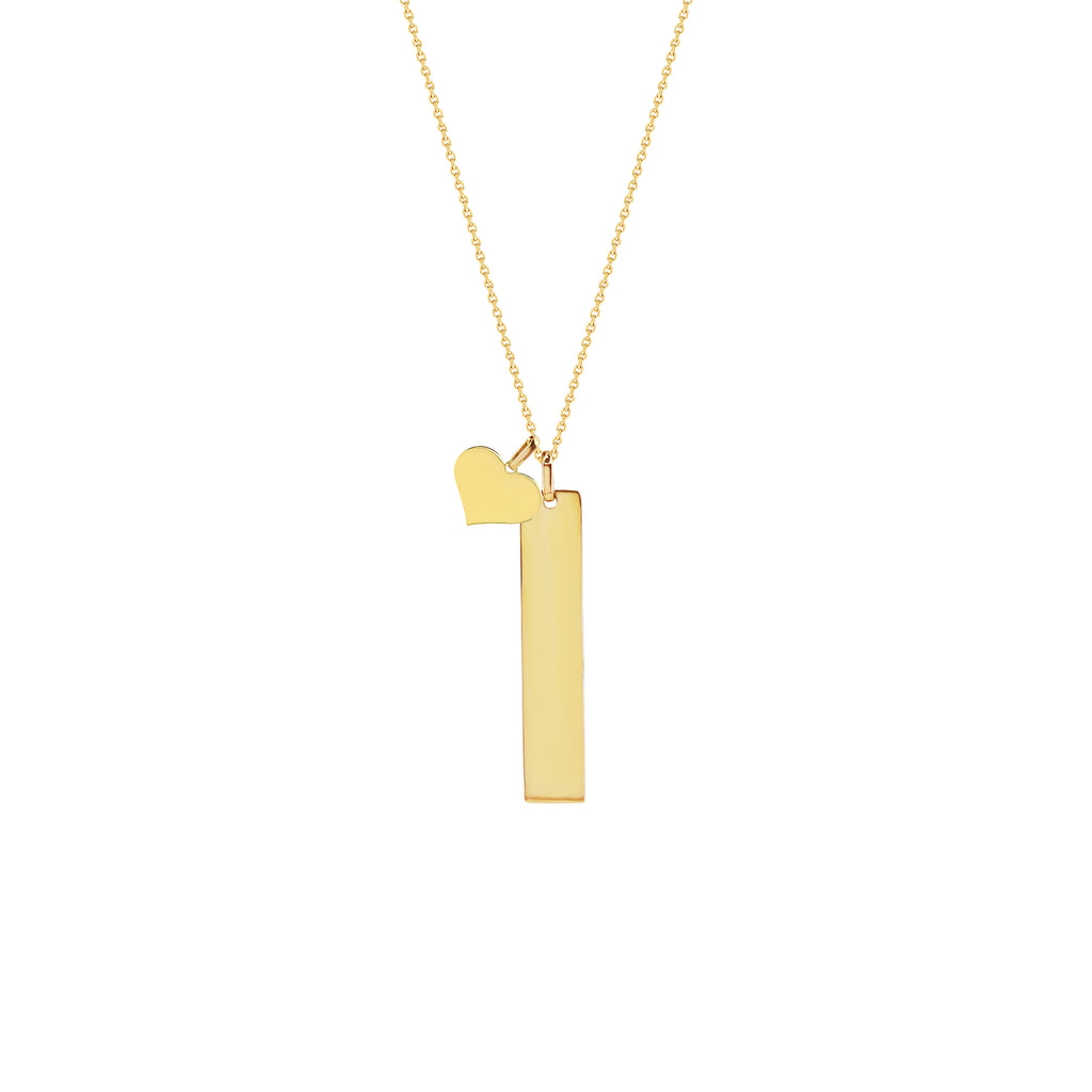 Olivia  Vertical Bar Necklace with Heart Charm