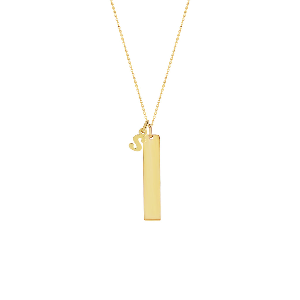 Olivia  Vertical Bar Necklace with Initial Charm