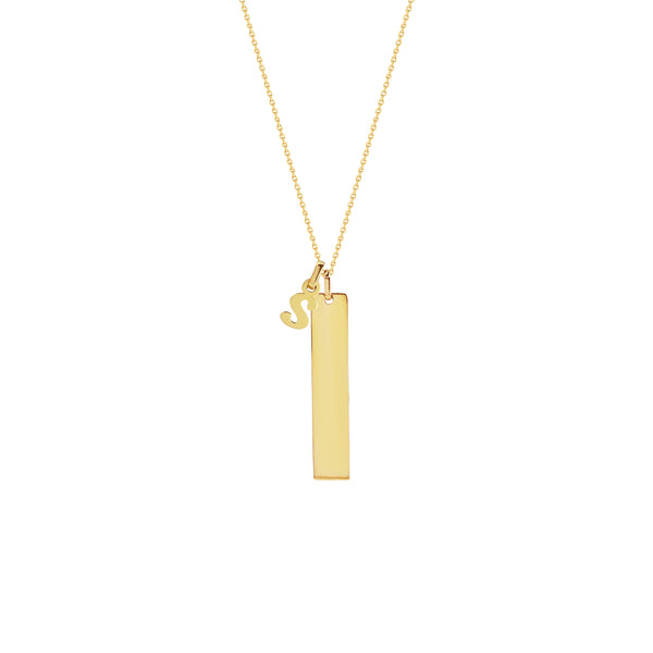 Olivia  Vertical Bar Necklace with Initial Charm