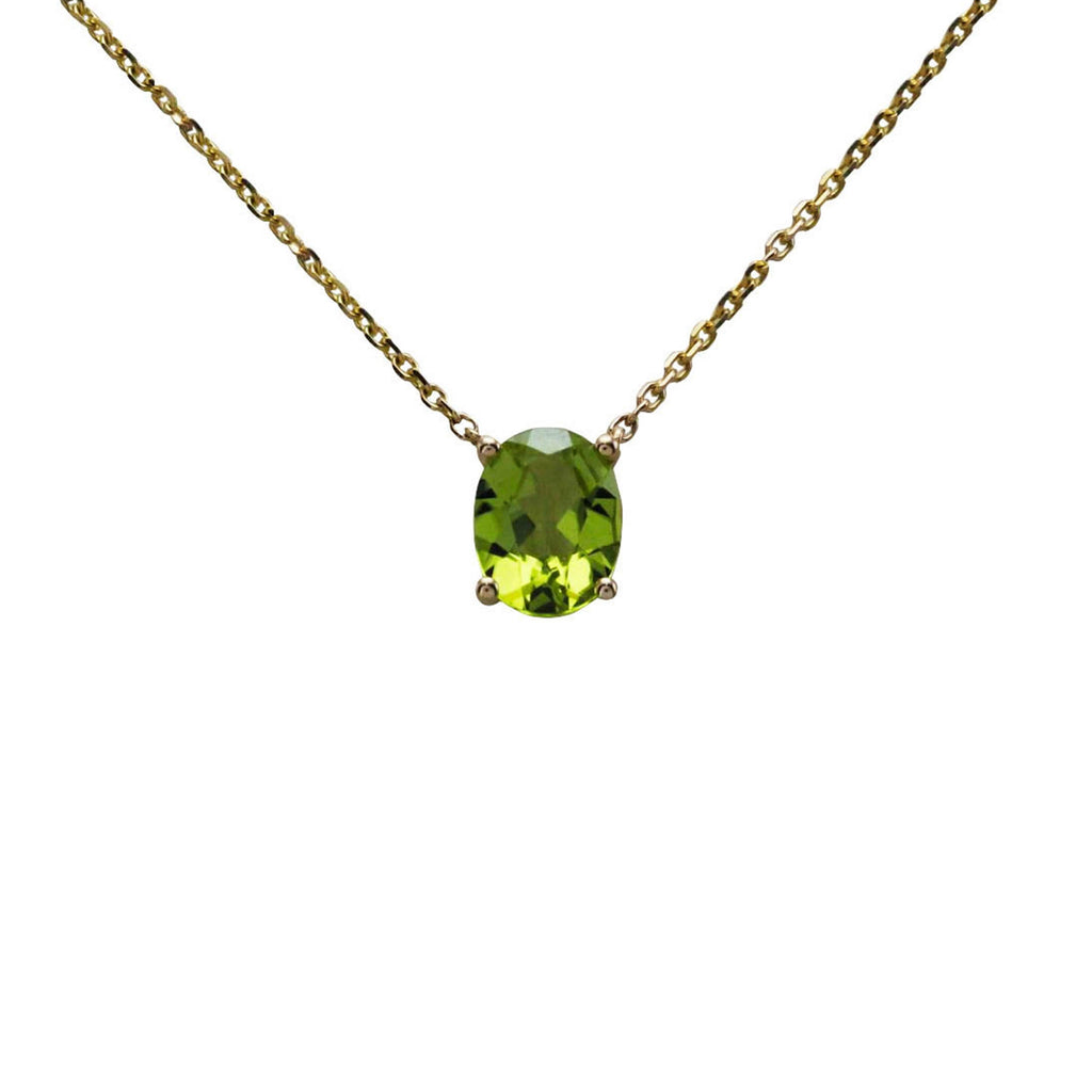 Keepsake Collection Peridot Oval Necklace in 14K Yellow Gold