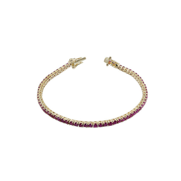 Round Ruby Tennis Bracelet in 14K Yellow Gold