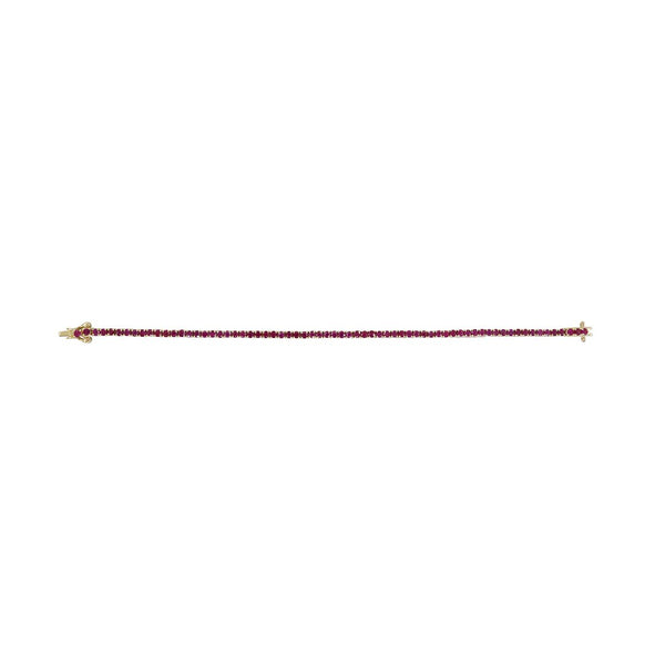 Round Ruby Tennis Bracelet in 14K Yellow Gold