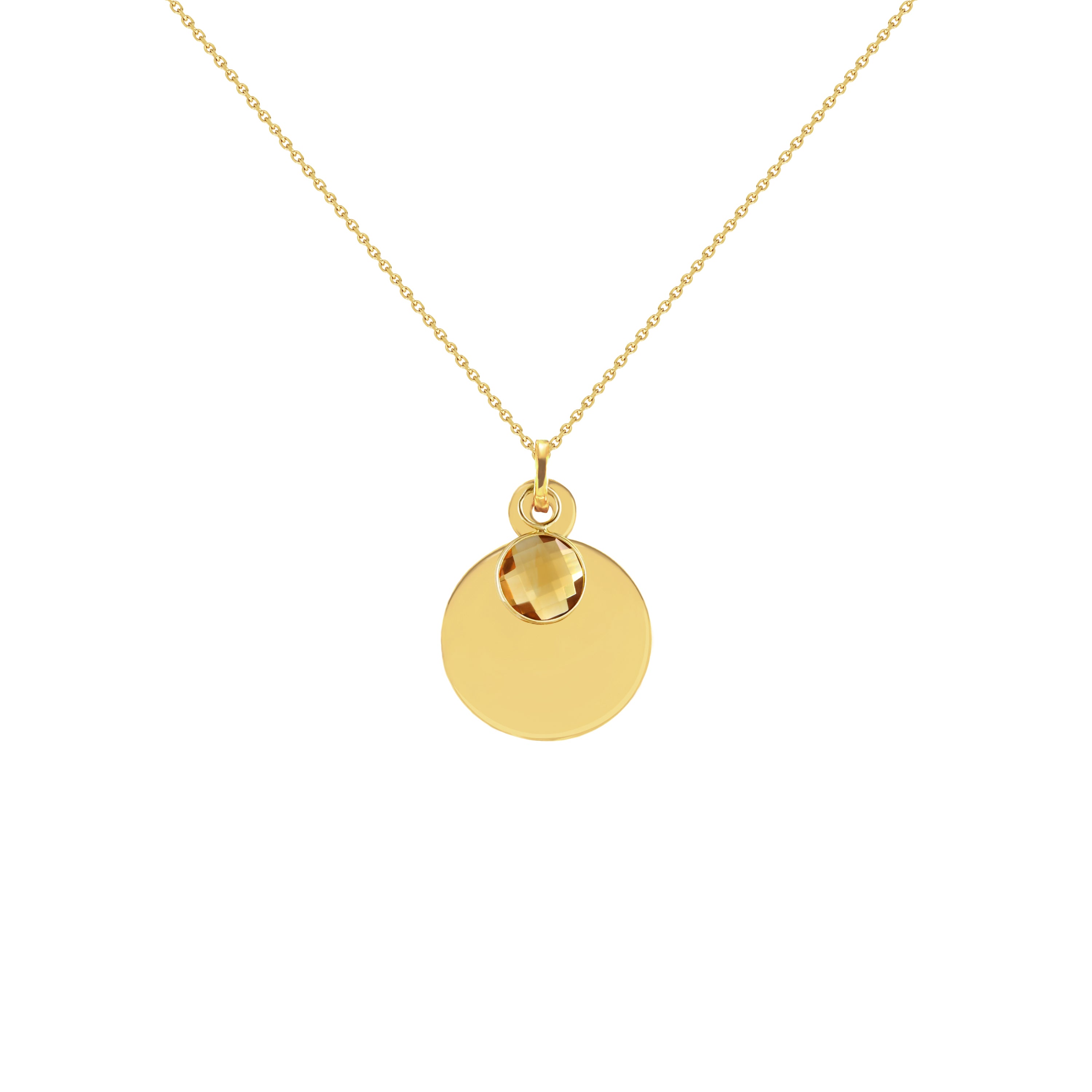 Naomi Disc Necklace with Fixed Birthstone Charm
