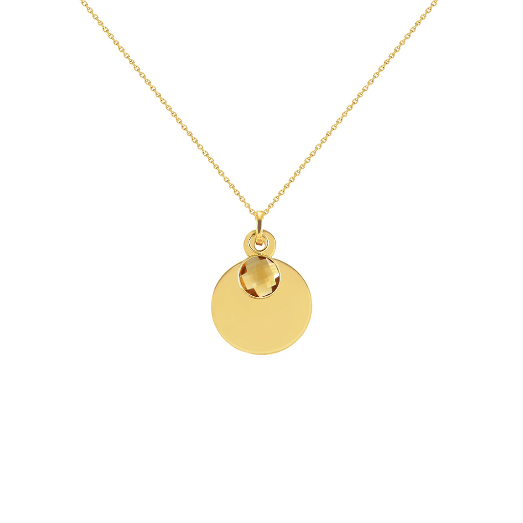 Naomi Disc Necklace with Fixed Birthstone Charm
