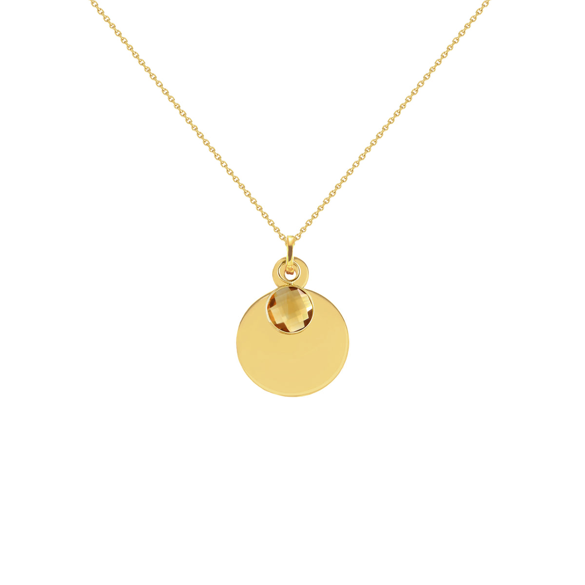 Naomi Disc Necklace with Fixed Birthstone Charm – Royal Gem