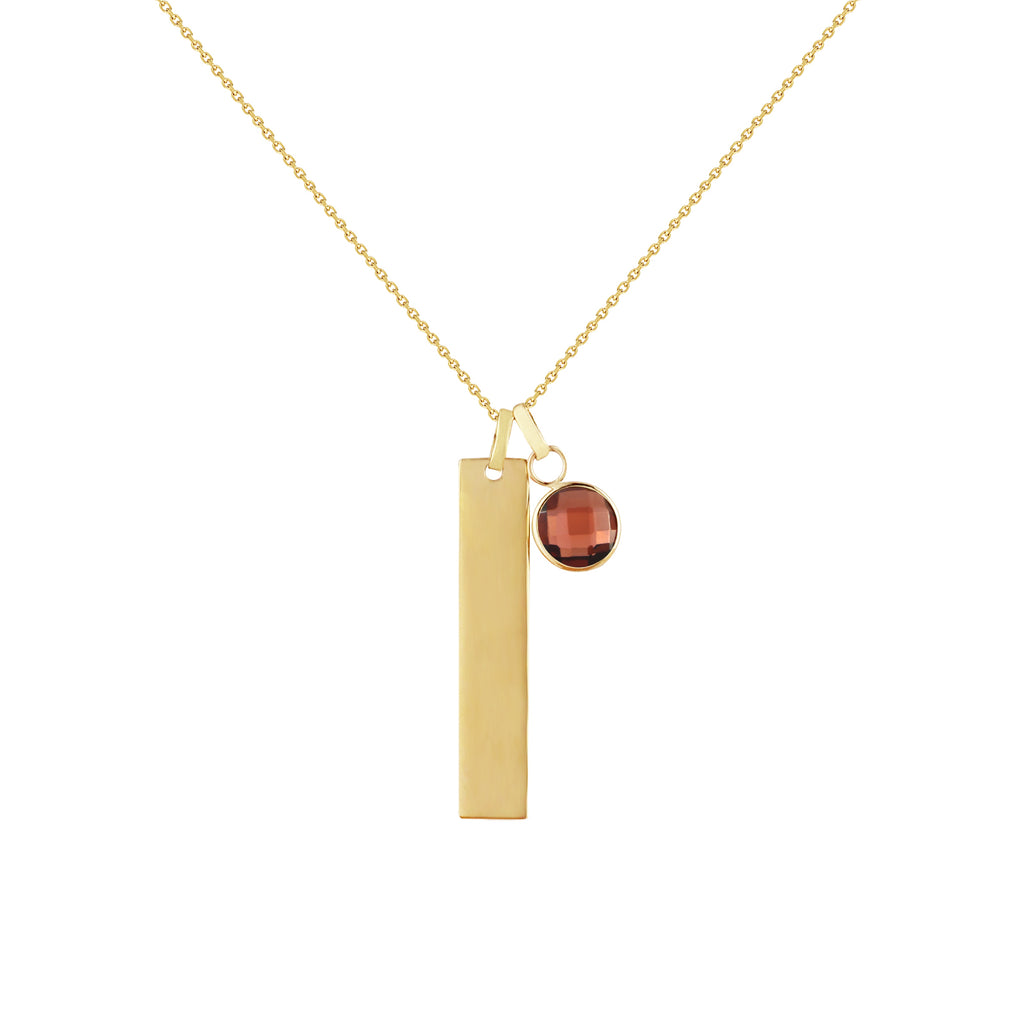 Olivia Yellow Gold Vertical Bar Necklace with Removable Birthstone Charm