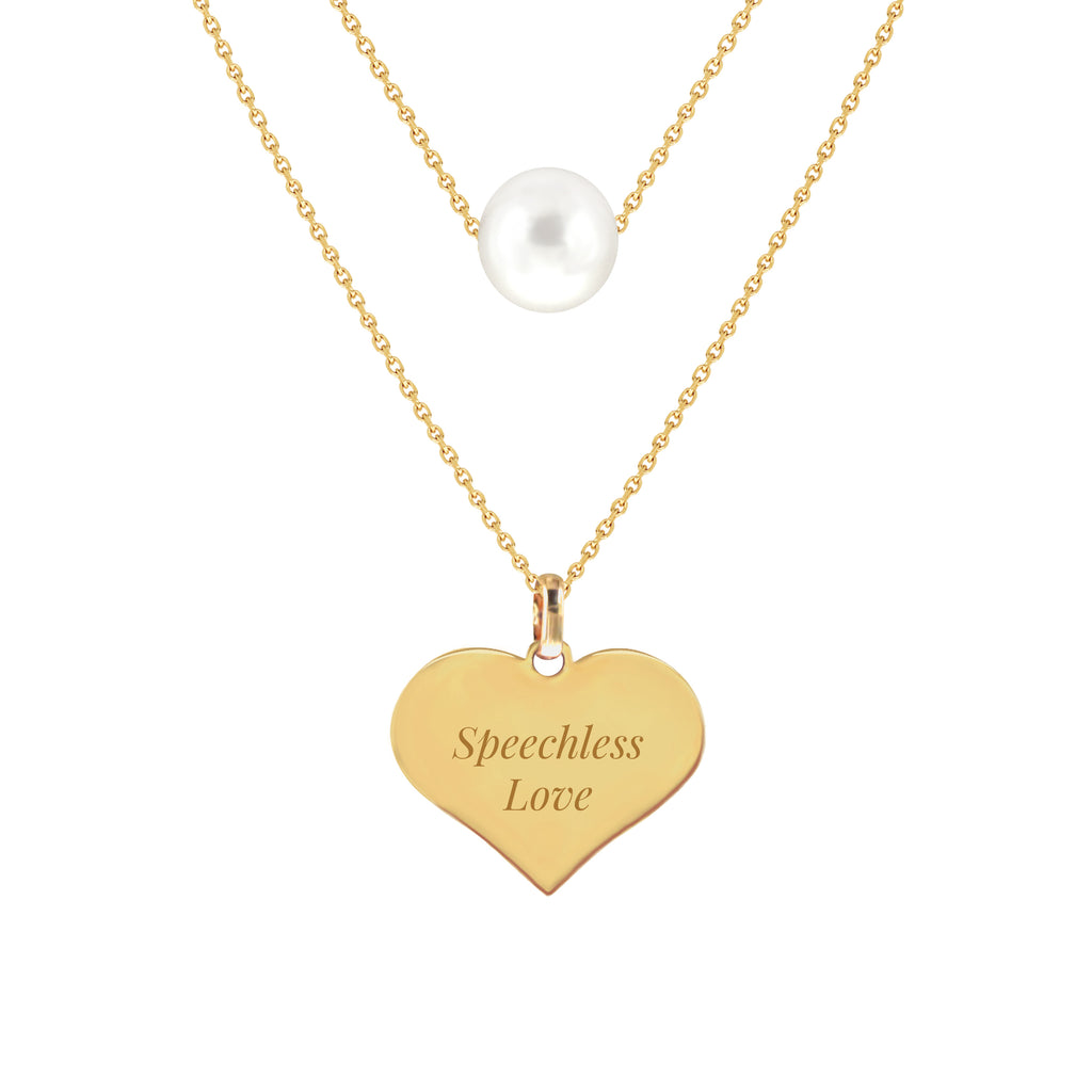 Speechless Love Two-Layer Pearl Necklace in Yellow Gold