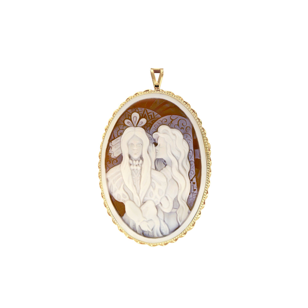 The Modern Muse Collection "ANGEL'S WHISPER" Conch Shell Cameo Pendant/Brooch