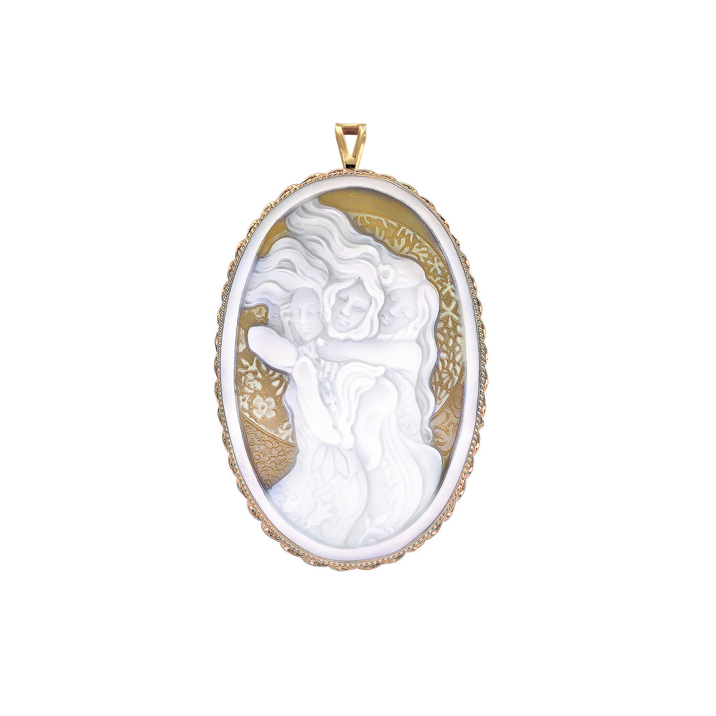 The Modern Muse Collection "TRES MARIAS" Conch Shell Cameo Pendant/Brooch
