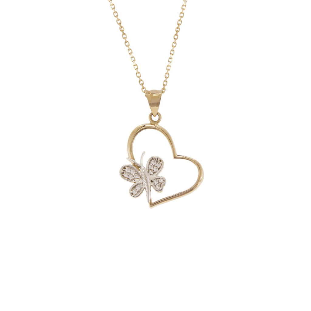 14K Italian Gold Necklace with Cubic Zirconia Pendant