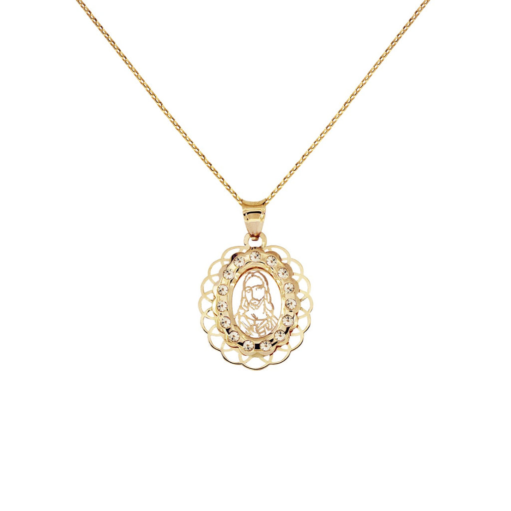 14K Italian Gold Necklace with Jesus Charm