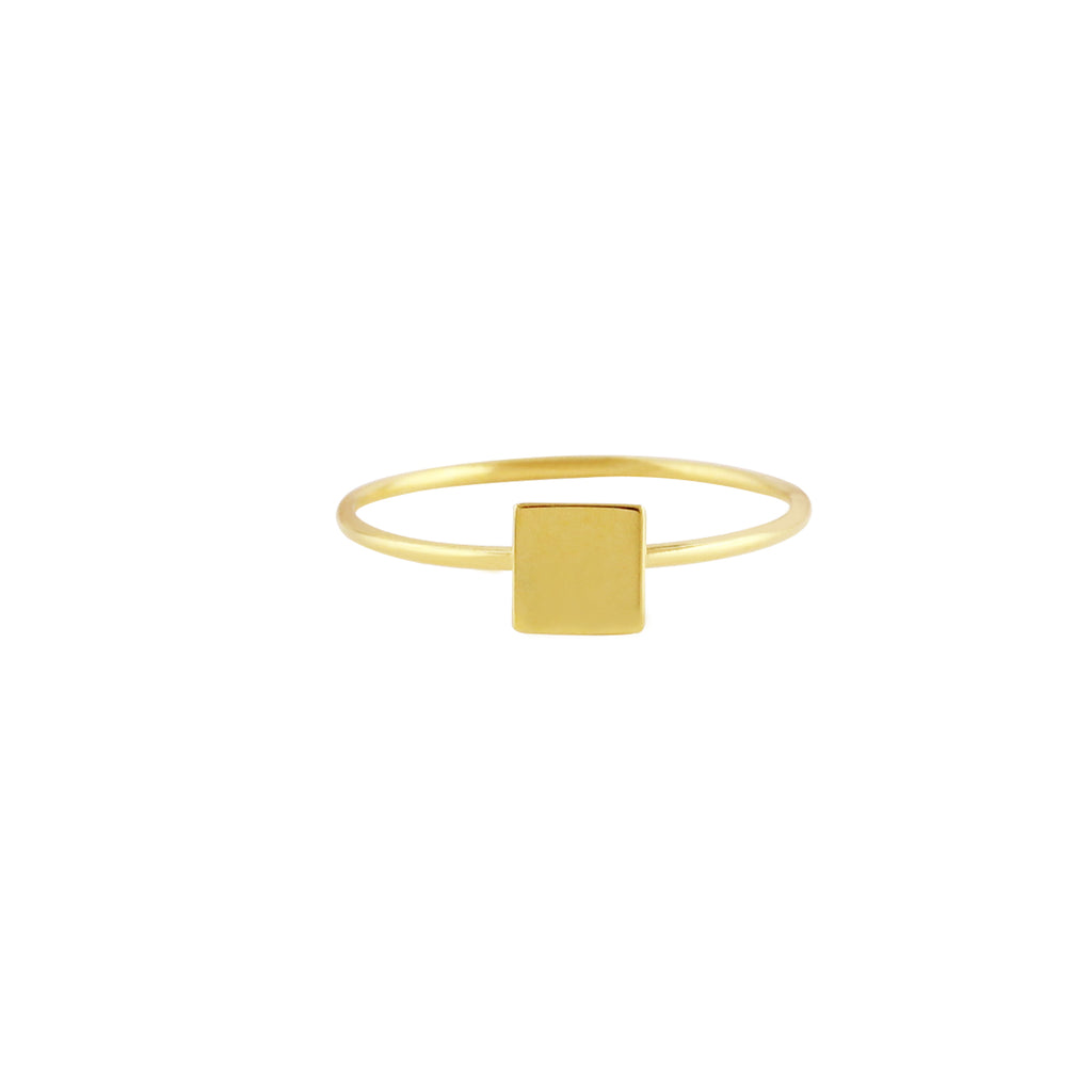 Yellow Gold Square Ring – Royal Gem